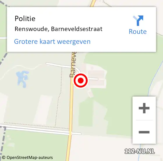 Locatie op kaart van de 112 melding: Politie Renswoude, Barneveldsestraat op 12 februari 2018 17:40