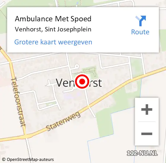Locatie op kaart van de 112 melding: Ambulance Met Spoed Naar Venhorst, Sint Josephplein op 12 februari 2018 17:41