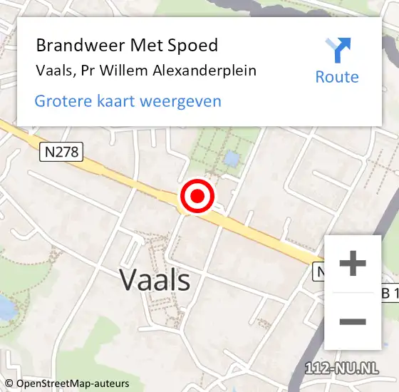 Locatie op kaart van de 112 melding: Brandweer Met Spoed Naar Vaals, Pr Willem Alexanderplein op 12 februari 2018 18:20