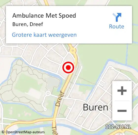 Locatie op kaart van de 112 melding: Ambulance Met Spoed Naar Buren, Dreef op 12 februari 2018 19:21