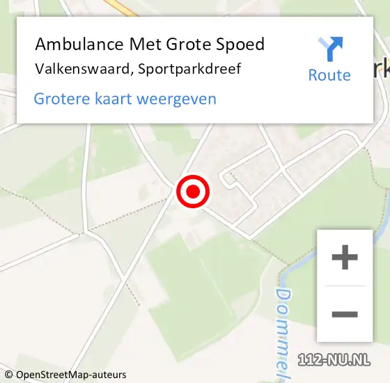 Locatie op kaart van de 112 melding: Ambulance Met Grote Spoed Naar Valkenswaard, Sportparkdreef op 12 februari 2018 19:23