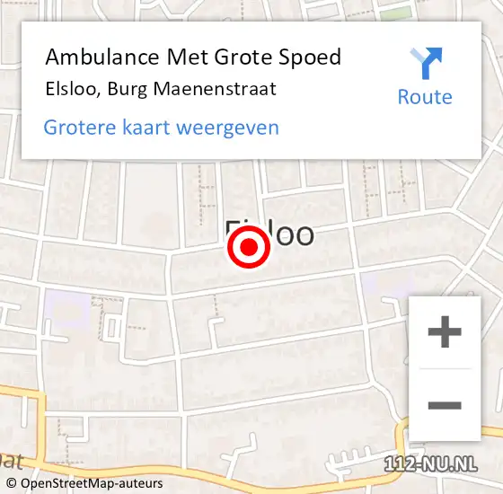 Locatie op kaart van de 112 melding: Ambulance Met Grote Spoed Naar Elsloo, Burg Maenenstraat op 16 februari 2014 01:18