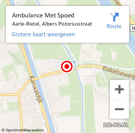 Locatie op kaart van de 112 melding: Ambulance Met Spoed Naar Aarle-Rixtel, Albers Pistoriusstraat op 12 februari 2018 21:01