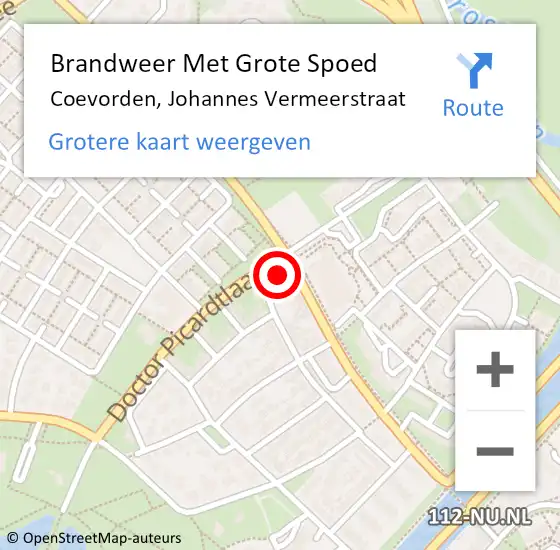 Locatie op kaart van de 112 melding: Brandweer Met Grote Spoed Naar Coevorden, Johannes Vermeerstraat op 16 februari 2014 01:30