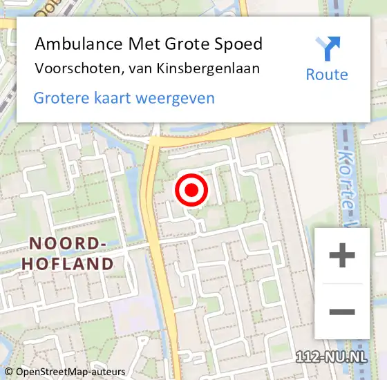 Locatie op kaart van de 112 melding: Ambulance Met Grote Spoed Naar Voorschoten, van Kinsbergenlaan op 12 februari 2018 21:14