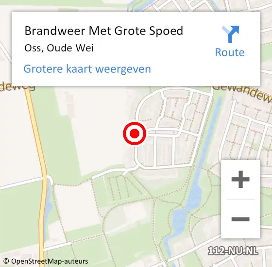 Locatie op kaart van de 112 melding: Brandweer Met Grote Spoed Naar Oss, Oude Wei op 12 februari 2018 21:48