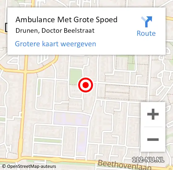 Locatie op kaart van de 112 melding: Ambulance Met Grote Spoed Naar Drunen, Doctor Beelstraat op 12 februari 2018 21:58