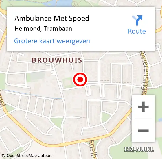 Locatie op kaart van de 112 melding: Ambulance Met Spoed Naar Helmond, Trambaan op 12 februari 2018 22:04