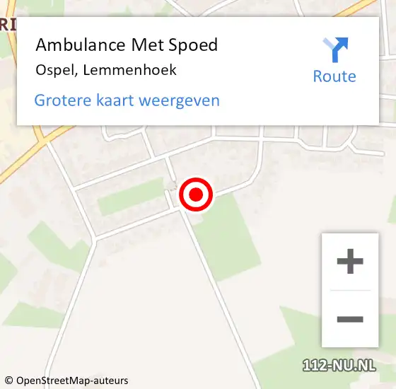 Locatie op kaart van de 112 melding: Ambulance Met Spoed Naar Ospel, Lemmenhoek op 12 februari 2018 22:45