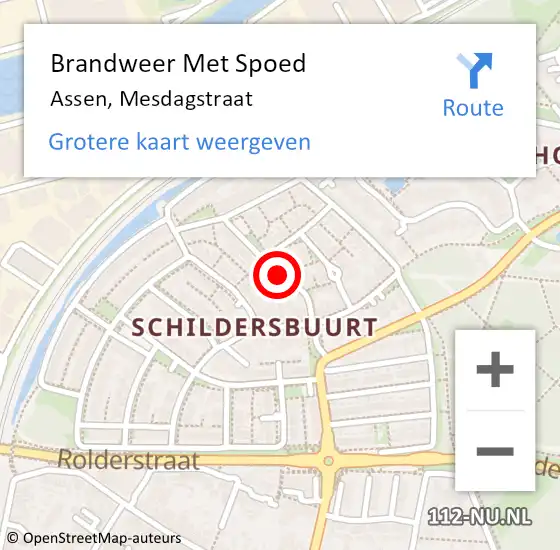 Locatie op kaart van de 112 melding: Brandweer Met Spoed Naar Assen, Mesdagstraat op 16 februari 2014 01:45