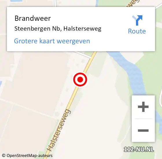 Locatie op kaart van de 112 melding: Brandweer Steenbergen Nb, Halsterseweg op 12 februari 2018 23:12