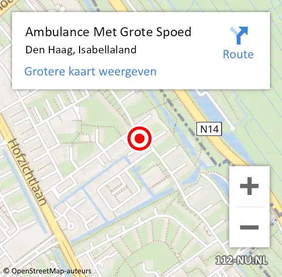 Locatie op kaart van de 112 melding: Ambulance Met Grote Spoed Naar Den Haag, Isabellaland op 12 februari 2018 23:45