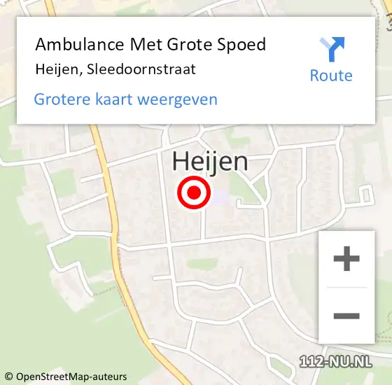 Locatie op kaart van de 112 melding: Ambulance Met Grote Spoed Naar Heijen, Sleedoornstraat op 13 februari 2018 01:30