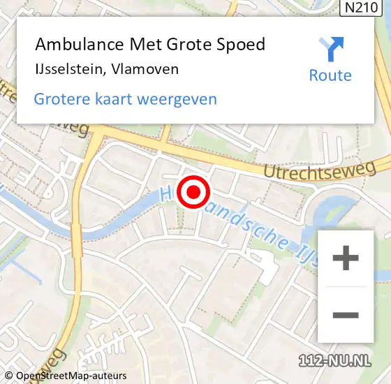 Locatie op kaart van de 112 melding: Ambulance Met Grote Spoed Naar IJsselstein, Vlamoven op 13 februari 2018 02:06