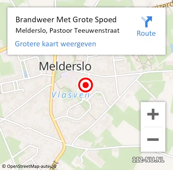 Locatie op kaart van de 112 melding: Brandweer Met Grote Spoed Naar Melderslo, Pastoor Teeuwenstraat op 13 februari 2018 02:14