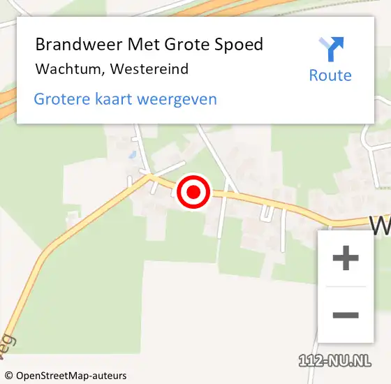 Locatie op kaart van de 112 melding: Brandweer Met Grote Spoed Naar Wachtum, Westereind op 13 februari 2018 02:29