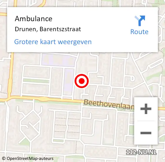 Locatie op kaart van de 112 melding: Ambulance Drunen, Barentszstraat op 13 februari 2018 04:45