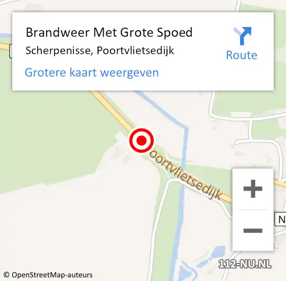 Locatie op kaart van de 112 melding: Brandweer Met Grote Spoed Naar Scherpenisse, Poortvlietsedijk op 13 februari 2018 05:06