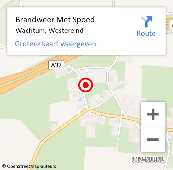 Locatie op kaart van de 112 melding: Brandweer Met Spoed Naar Wachtum, Westereind op 13 februari 2018 05:20