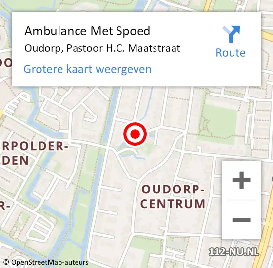 Locatie op kaart van de 112 melding: Ambulance Met Spoed Naar Oudorp, Pastoor H.C. Maatstraat op 13 februari 2018 05:28