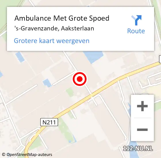 Locatie op kaart van de 112 melding: Ambulance Met Grote Spoed Naar 's-Gravenzande, Aaksterlaan op 13 februari 2018 06:28