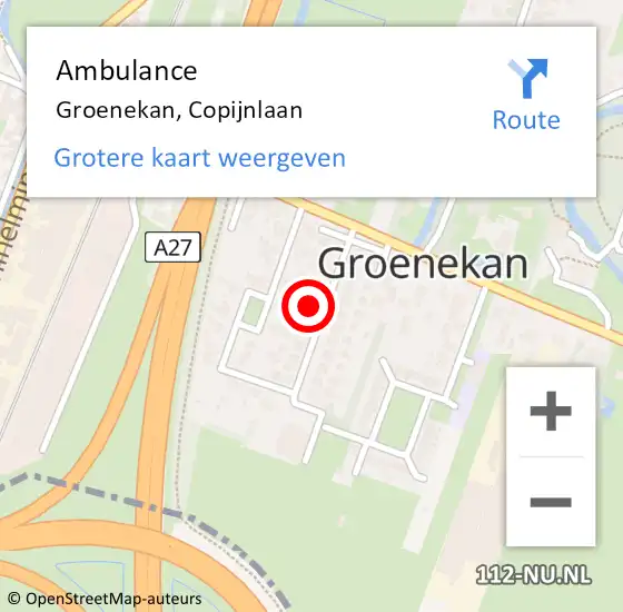 Locatie op kaart van de 112 melding: Ambulance Groenekan, Copijnlaan op 16 februari 2014 02:32