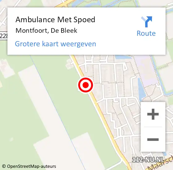 Locatie op kaart van de 112 melding: Ambulance Met Spoed Naar Montfoort, De Bleek op 13 februari 2018 07:15