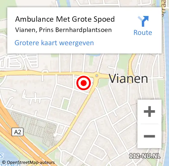 Locatie op kaart van de 112 melding: Ambulance Met Grote Spoed Naar Vianen, Prins Bernhardplantsoen op 13 februari 2018 07:25