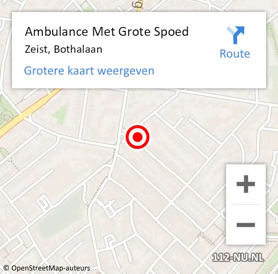 Locatie op kaart van de 112 melding: Ambulance Met Grote Spoed Naar Zeist, Bothalaan op 13 februari 2018 07:52