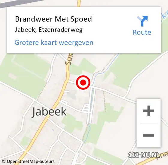 Locatie op kaart van de 112 melding: Brandweer Met Spoed Naar Jabeek, Etzenraderweg op 13 februari 2018 08:40