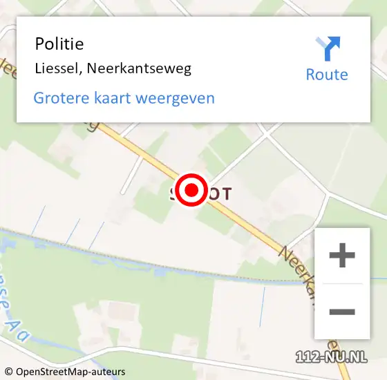 Locatie op kaart van de 112 melding: Politie Liessel, Neerkantseweg op 13 februari 2018 09:18