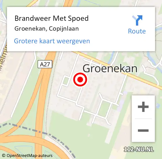 Locatie op kaart van de 112 melding: Brandweer Met Spoed Naar Groenekan, Copijnlaan op 16 februari 2014 03:06