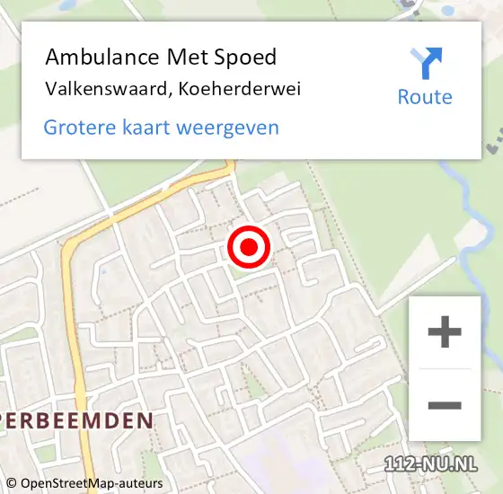 Locatie op kaart van de 112 melding: Ambulance Met Spoed Naar Valkenswaard, Koeherderwei op 13 februari 2018 09:32