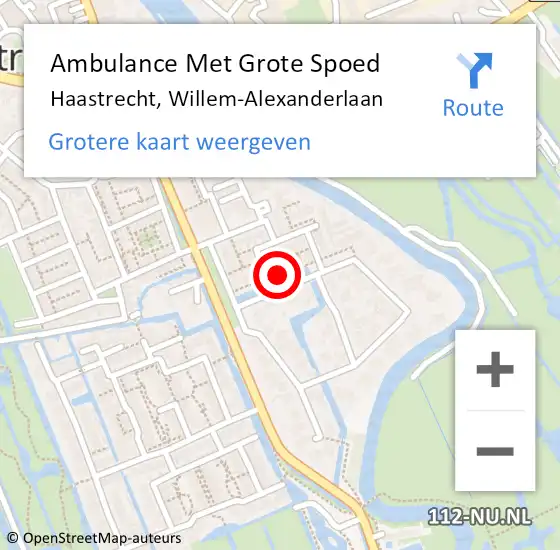 Locatie op kaart van de 112 melding: Ambulance Met Grote Spoed Naar Haastrecht, Willem-Alexanderlaan op 13 februari 2018 09:34