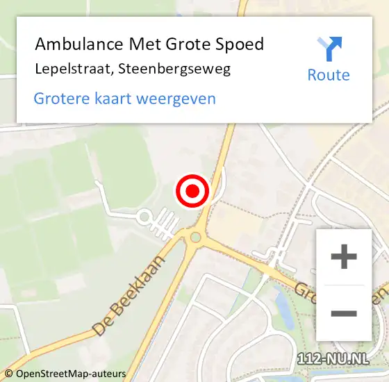 Locatie op kaart van de 112 melding: Ambulance Met Grote Spoed Naar Lepelstraat, Steenbergseweg op 16 februari 2014 03:12