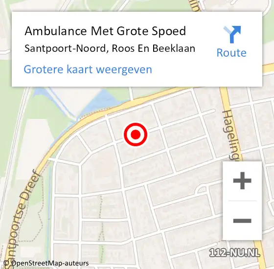 Locatie op kaart van de 112 melding: Ambulance Met Grote Spoed Naar Santpoort-Noord, Roos En Beeklaan op 13 februari 2018 09:56