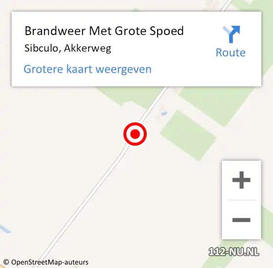 Locatie op kaart van de 112 melding: Brandweer Met Grote Spoed Naar Sibculo, Akkerweg op 13 februari 2018 10:36