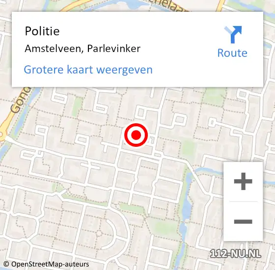 Locatie op kaart van de 112 melding: Politie Amstelveen, Parlevinker op 13 februari 2018 11:15