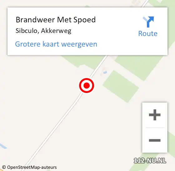 Locatie op kaart van de 112 melding: Brandweer Met Spoed Naar Sibculo, Akkerweg op 13 februari 2018 11:33