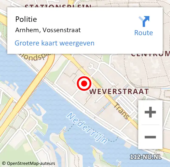 Locatie op kaart van de 112 melding: Politie Arnhem, Vossenstraat op 13 februari 2018 11:43