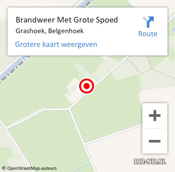 Locatie op kaart van de 112 melding: Brandweer Met Grote Spoed Naar Grashoek, Belgenhoek op 13 februari 2018 12:20