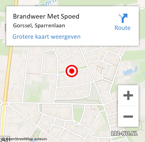 Locatie op kaart van de 112 melding: Brandweer Met Spoed Naar Gorssel, Sparrenlaan op 13 februari 2018 13:14