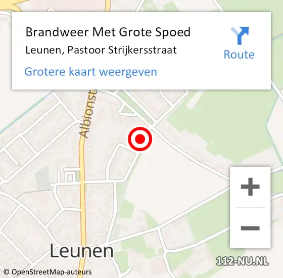 Locatie op kaart van de 112 melding: Brandweer Met Grote Spoed Naar Leunen, Pastoor Strijkersstraat op 13 februari 2018 13:34