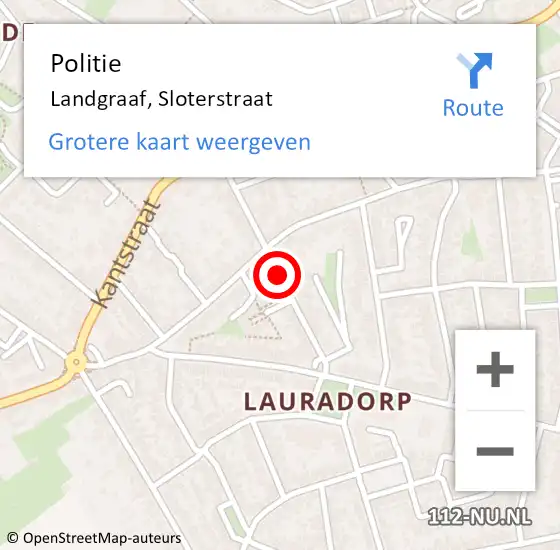 Locatie op kaart van de 112 melding: Politie Landgraaf, Sloterstraat op 13 februari 2018 13:41