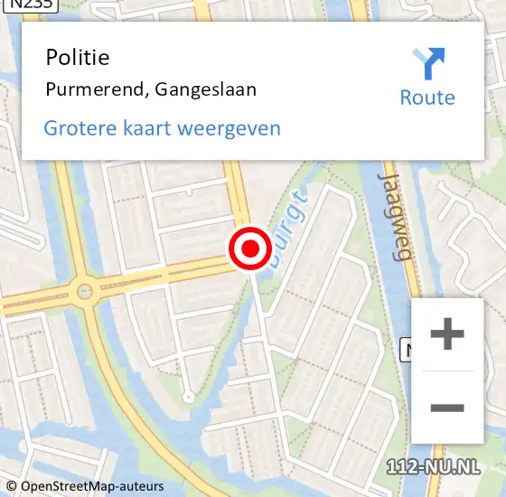 Locatie op kaart van de 112 melding: Politie Purmerend, Gangeslaan op 13 februari 2018 14:01