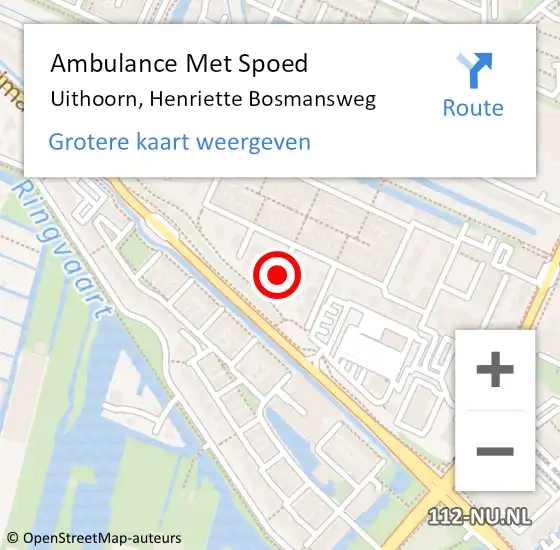 Locatie op kaart van de 112 melding: Ambulance Met Spoed Naar Uithoorn, Henriette Bosmansweg op 13 februari 2018 14:02