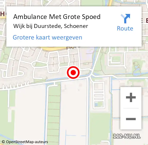 Locatie op kaart van de 112 melding: Ambulance Met Grote Spoed Naar Wijk bij Duurstede, Schoener op 13 februari 2018 14:03