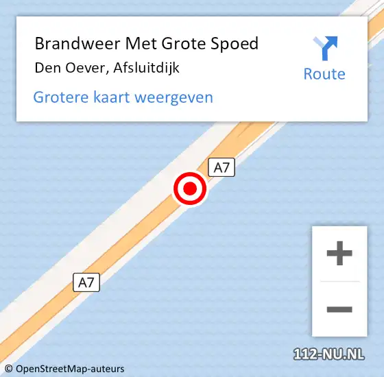 Locatie op kaart van de 112 melding: Brandweer Met Grote Spoed Naar Den Oever, Afsluitdijk op 13 februari 2018 15:14