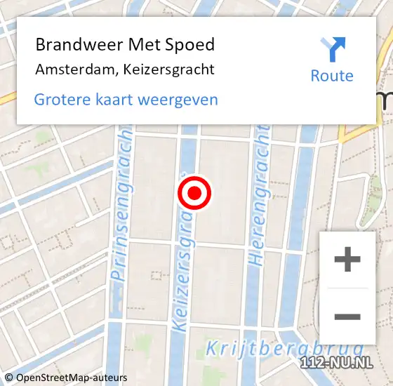 Locatie op kaart van de 112 melding: Brandweer Met Spoed Naar Amsterdam, Keizersgracht op 13 februari 2018 15:24