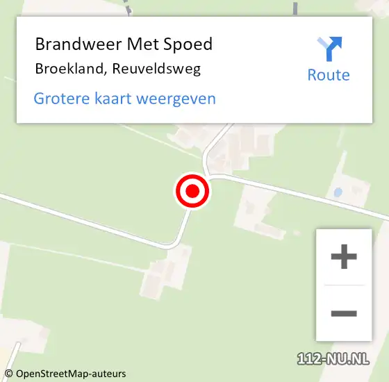 Locatie op kaart van de 112 melding: Brandweer Met Spoed Naar Broekland, Reuveldsweg op 13 februari 2018 15:33